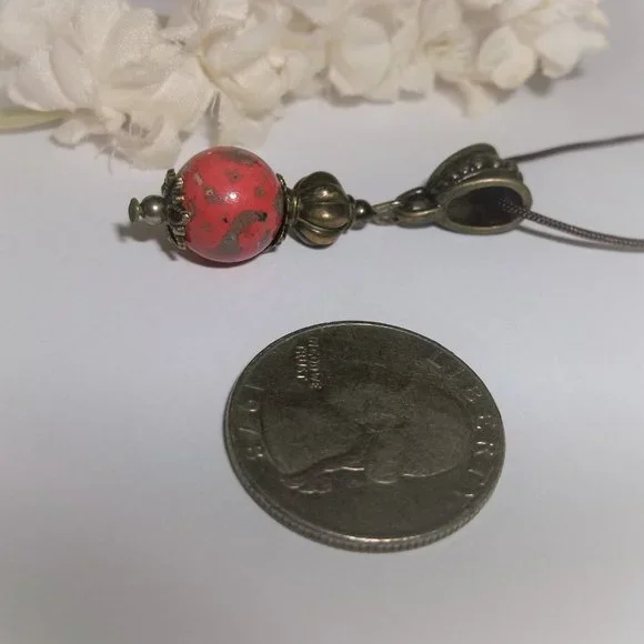 Necklace, Beaded Necklace, Coral Necklace, Bronze Necklace, Necklace, New 7823 - Picture 3 of 9